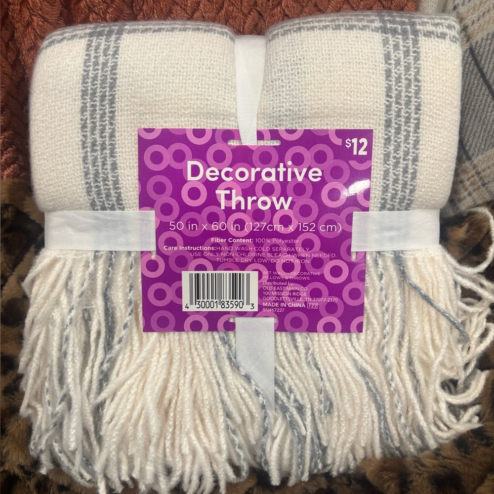 White and Gray Decorative Throw